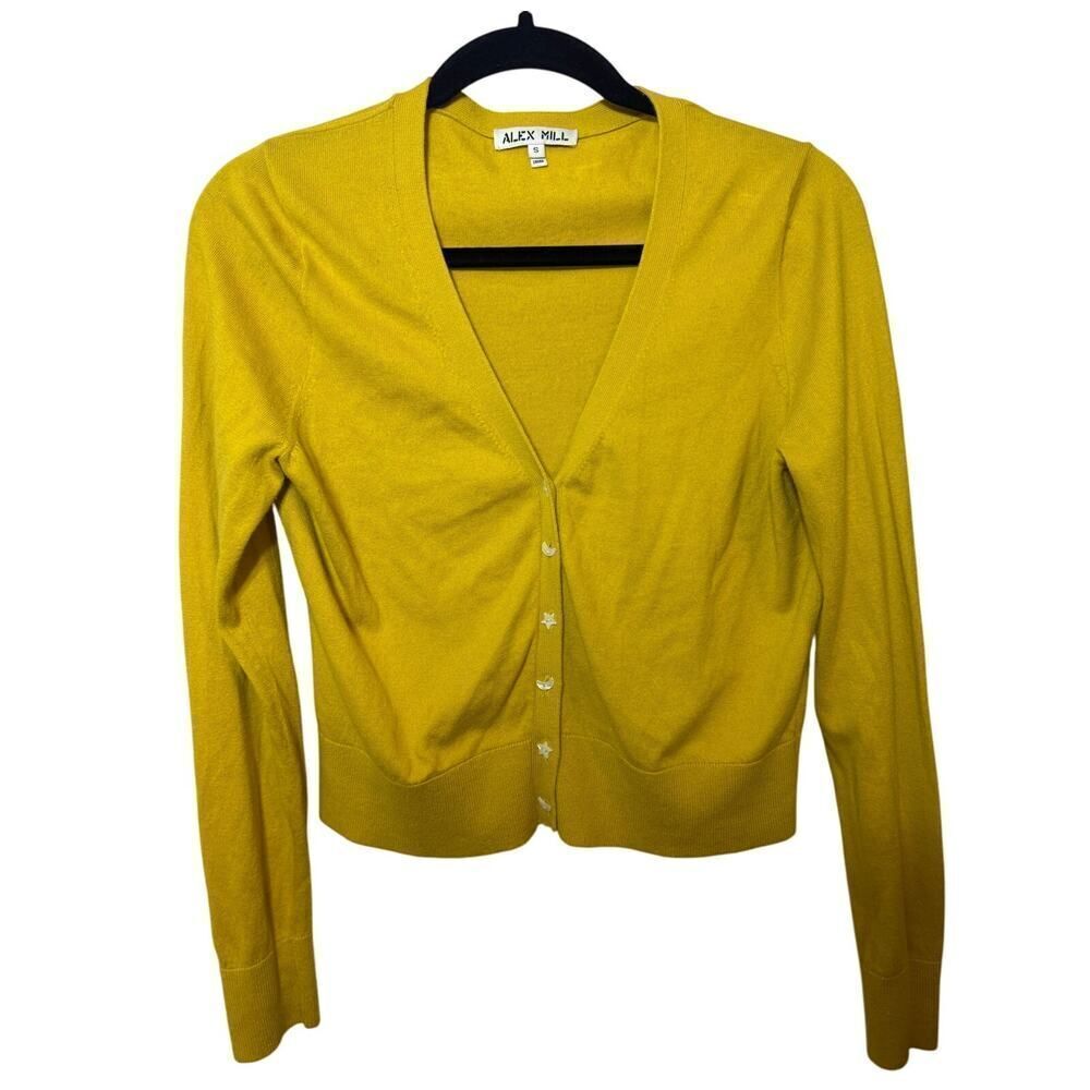 Alex Mill Yellow Sun Moon Celestial Buttons Cardigan Sweater S